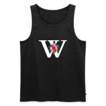 Buchstabe w floral rot - Männer Premium Bio Tank Top - Schwarz - Vorne - Michal (187cm)