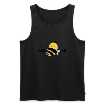 Les Bee An - Fierté lesbienne LGBT - Mais d’abord, - Débardeur bio Premium Homme - noir - Devant - Michal (187cm)