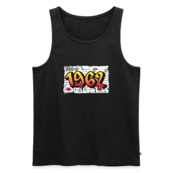 Classic 1962 Graffiti – 63 Years of Rebel Elegance - Men's Premium Organic Tank Top - black - Front - AI Model Male 178 light (178cm)