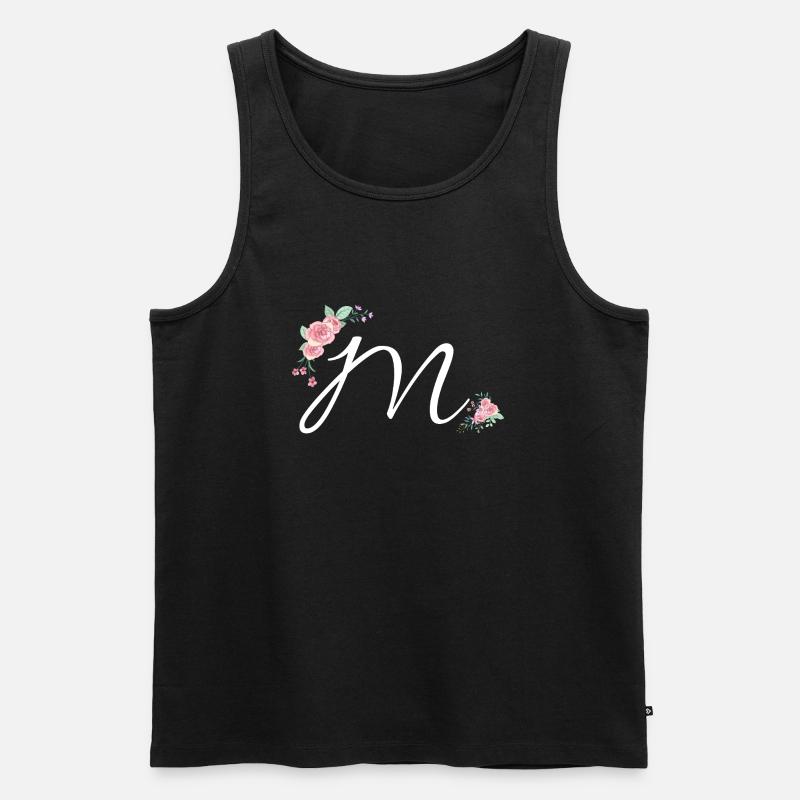 Buchstabe m Blumen - Männer Premium Bio Tank Top - Schwarz