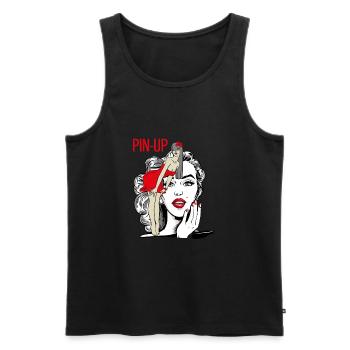 PinUp Girl Retro Fifties Pin-Up Burlesque - Männer Premium Bio Tank Top - Schwarz - Vorne - Michal (187cm)