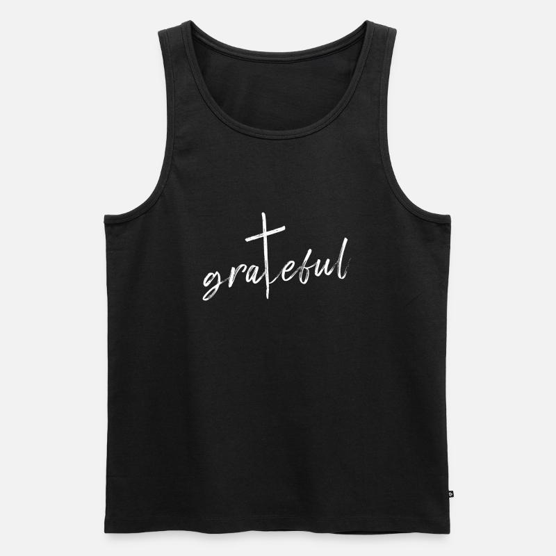GRATEFUL - Männer Premium Bio Tank Top - Schwarz