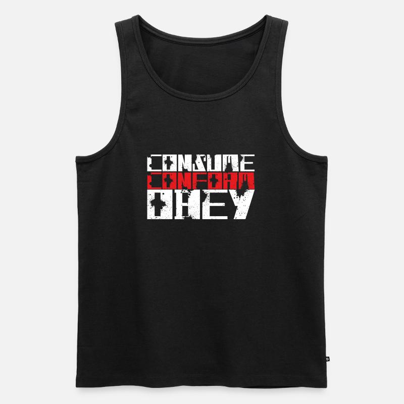 Consume Conform Obey! - Männer Premium Bio Tank Top - Schwarz