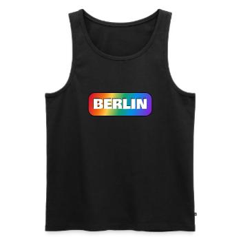 BERLIN RAINBOW HAPPY PRIDE - Débardeur bio Premium Homme - noir - Devant - AI Model Male 178 light (178cm)