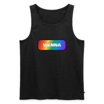 VIENNA PRIDE REGENBOGEN - Männer Premium Bio Tank Top - Schwarz - Vorne - AI Model Male 178 light (178cm)