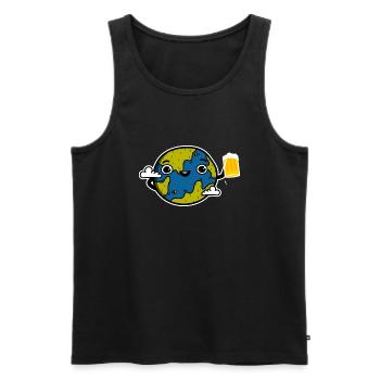 Planète Bière - Débardeur bio Premium Homme - noir - Devant - AI Model Male 178 light (178cm)