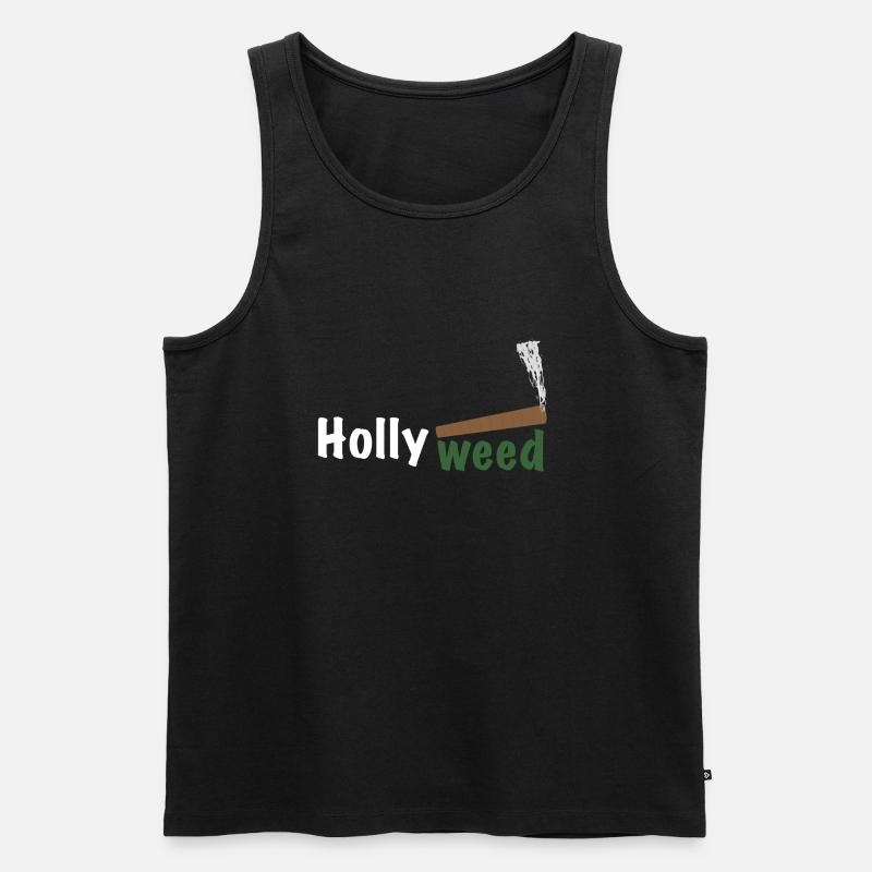 HollyWeed white - Männer Premium Bio Tank Top - Schwarz