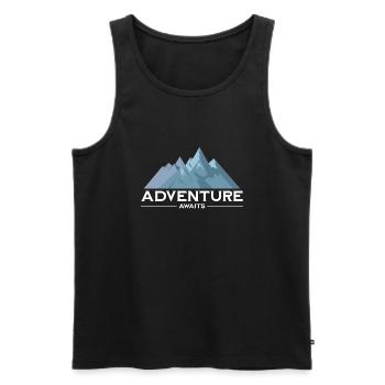 L’aventure vous attend - Débardeur bio Premium Homme - noir - Devant - AI Model Male 178 light (178cm)