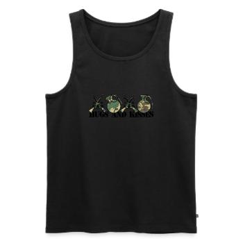 Camo d’armes XOXO - Débardeur bio Premium Homme - noir - Devant - AI Model Male 178 light (178cm)