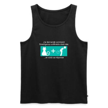 Humour Intelligence Artificielle - Débardeur bio Premium Homme - noir - Devant - AI Model Male 178 light (178cm)
