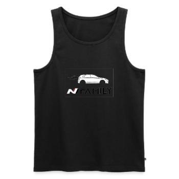 N Family - Débardeur bio Premium Homme - noir - Devant - AI Model Male 178 light (178cm)