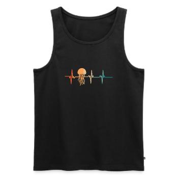 Battement de cœur méduse - Débardeur bio Premium Homme - noir - Devant - Michal (187cm)