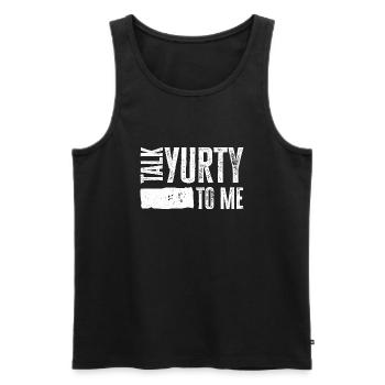Talk Yurty To Me - Lustiges Zeltliebhaber Geschenk - Männer Premium Bio Tank Top - Schwarz - Vorne - AI Model Male 178 light (178cm)