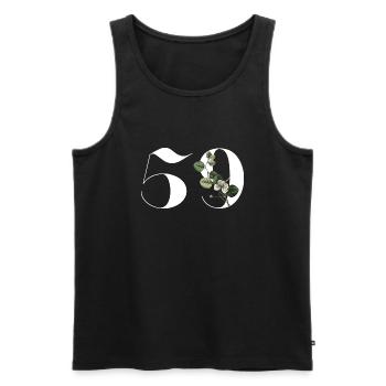 Numéro 59 floral vert - 59e anniversaire floral - Débardeur bio Premium Homme - noir - Devant - Michal (187cm)