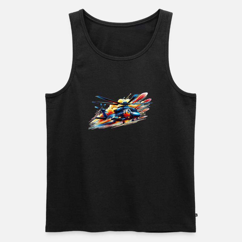 Helicopter - Farbsplash - Männer Premium Bio Tank Top - Schwarz