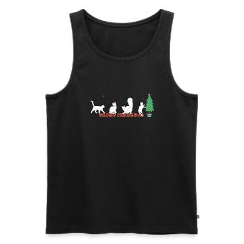 Chaton mignon en chapeau de Père Noël - Noël miaou - Débardeur bio Premium Homme - noir - Devant - Michal (187cm)