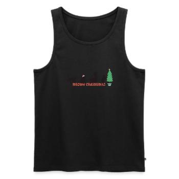 Miaou de Noël - Chat doux au chapeau de Père Noël - Débardeur bio Premium Homme - noir - Devant - AI Model Male 178 light (178cm)