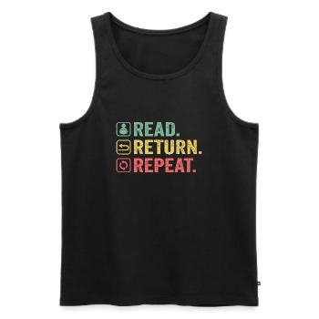 Read, Return, Repeat, Book Lover - Men's Premium Organic Tank Top - black - Front - AI Model Male 178 light (178cm)