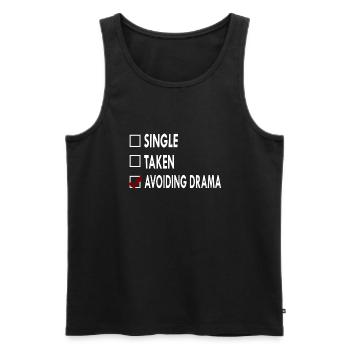 SINGLE AVOIDING DRAMA - Débardeur bio Premium Homme - noir - Devant - AI Model Male 178 light (178cm)