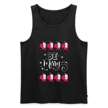 Pull moche cadeau de Noël Be Merry Santa - Débardeur bio Premium Homme - noir - Devant - AI Model Male 178 light (178cm)