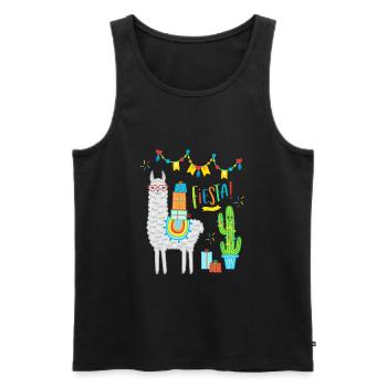 Llama Fiesta Comic Alpaga cadeau anniversaire - Débardeur bio Premium Homme - noir - Devant - Michal (187cm)