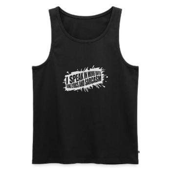 speak lyrics and sarcasm - Men's Premium Organic Tank Top - black - Front - AI Model Male 178 light (178cm)