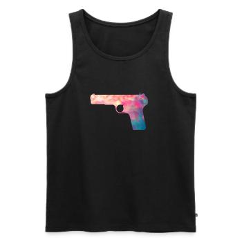 color GUN - Männer Premium Bio Tank Top - Schwarz - Vorne - Michal (187cm)