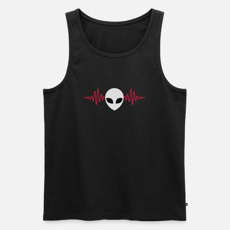 Pulse Alien Head Heartbeat - Débardeur bio Premium Homme - noir