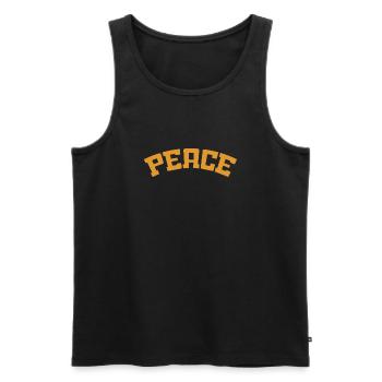 Peace and Love Slogan - Frieden - Men's Premium Organic Tank Top - black - Front - Michal (187cm)
