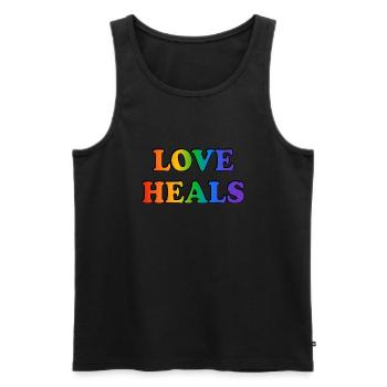 Liebe heilt LGBTQ Rainbow Pride Zubehör - Männer Premium Bio Tank Top - Schwarz - Vorne - Michal (187cm)