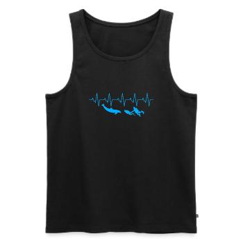 Taucher Delphin Herzschlag Puls - Männer Premium Bio Tank Top - Schwarz - Vorne - Michal (187cm)