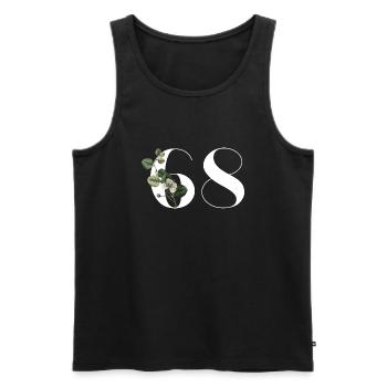Numéro 68 floral vert - 68e anniversaire floral - Débardeur bio Premium Homme - noir - Devant - Michal (187cm)