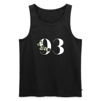 Number 93 Floral Green - 93rd Floral Birthday - Men's Premium Organic Tank Top - black - Front - AI Model Male 178 light (178cm)