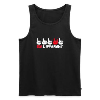 Be Different Heavy Metal Hard Rock Cool Hand Gestures - Men's Premium Organic Tank Top - black - Front - AI Model Male 178 light (178cm)