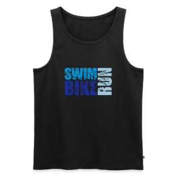 cracks scratch stamp swim bike run text logo tria - Men's Premium Organic Tank Top - black - Front - AI Model Male 178 light (178cm)