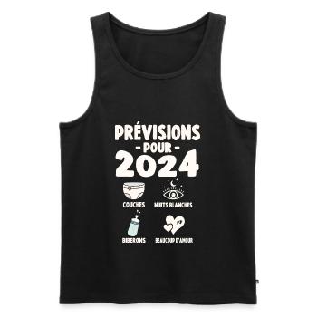Prévisions Pour 2024 Cadeau De Grossesse 2024 - Débardeur bio Premium Homme - noir - Devant - AI Model Male 178 light (178cm)