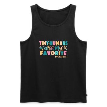 Tiny Humans Are My Favorite Pediatrics - Men's Premium Organic Tank Top - black - Front - AI Model Male 178 light (178cm)
