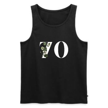 Numéro 70 floral vert - 70e anniversaire floral - Débardeur bio Premium Homme - noir - Devant - Michal (187cm)