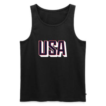USA 2024 - Men's Premium Organic Tank Top - black - Front - Michal (187cm)