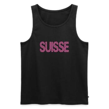 SCHWEIZ. LAND. GENF. HUMOR. FLAGGE. GENF - Männer Premium Bio Tank Top - Schwarz - Vorne - AI Model Male 178 light (178cm)