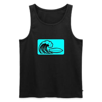 Surfbrett Welle - Männer Premium Bio Tank Top - Schwarz - Vorne - AI Model Male 178 light (178cm)