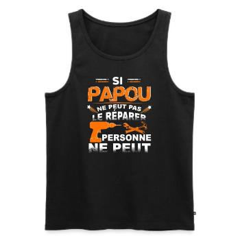 si papou ne peut pas le re parer personne ne peut - Débardeur bio Premium Homme - noir - Devant - Michal (187cm)