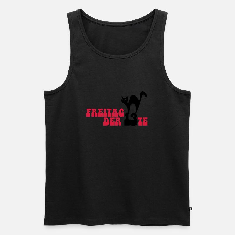 Fredag den 13. / Sort kat - Herre Premium økologisk tanktop - sort