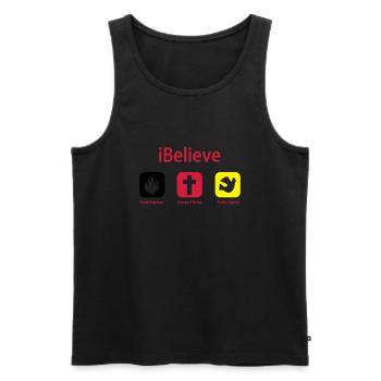 iBelieve - Jesus Shirt (UK) - Männer Premium Bio Tank Top - Schwarz - Vorne - AI Model Male 178 light (178cm)
