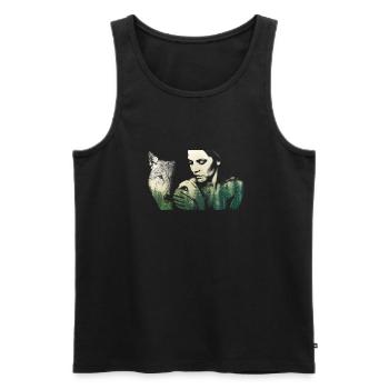 Frauen und Wölfe - Männer Premium Bio Tank Top - Schwarz - Vorne - Michal (187cm)