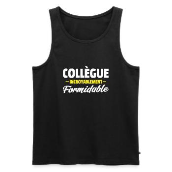 collègue formidable / cadeau humour collègue - Débardeur bio Premium Homme - noir - Devant - AI Model Male 178 light (178cm)