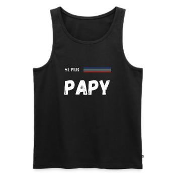 super papy - t-shirt assorti - Débardeur bio Premium Homme - noir - Devant - Michal (187cm)