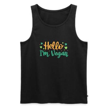Hi, I'm vegan - Men's Premium Organic Tank Top - black - Front - AI Model Male 178 light (178cm)
