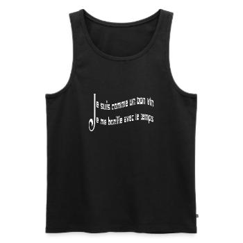 Je suis comme un bon vin je me bonifie - Débardeur bio Premium Homme - noir - Devant - AI Model Male 178 light (178cm)