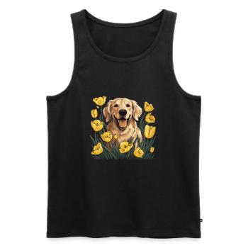 A Golden Retriever surrounded with Daffodils - Men's Premium Organic Tank Top - black - Front - AI Model Male 178 light (178cm)